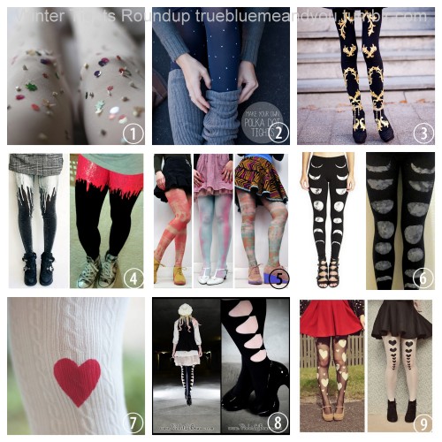 Roundup of 9 Winter DIY Tights.Confetti Tights from Cocorosa.Polka Dot Tights Tutorial from This Hea