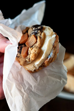 verticalfood:  Cookie Batter Salted Caramel Banana Chocolate Chip Cookie Ice Cream Sandwiches