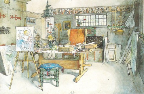 The Studio, From a Home (1899). Carl Larsson (Swedish, 1853-1919). Watercolor. Nationalmuseum.The La