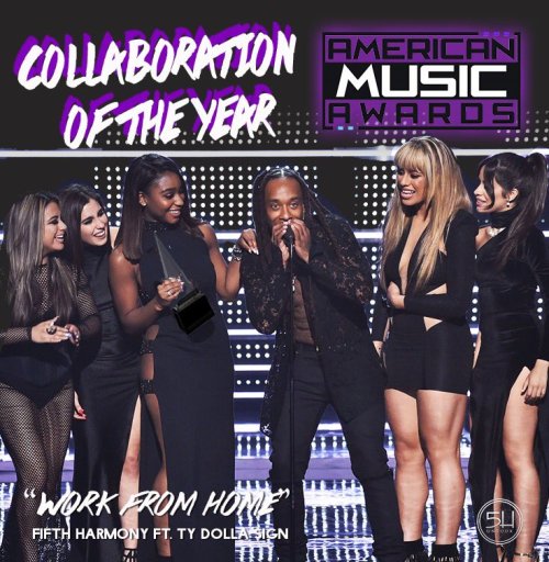 Congratulations @FifthHarmony &amp; @tydollasign on &lsquo;Work from Home&rsquo; winning
