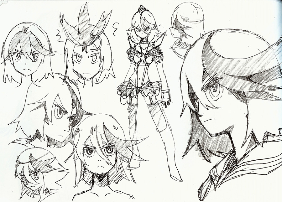 h0saki:More Ryuko and Kamui Senketsu designs. Looks like she was supposed to have