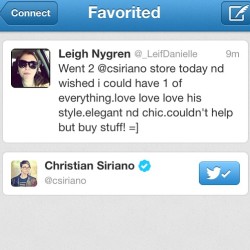 Christian Favorited My Tweet! Ah! =] #Christian #Siriano #Love #Favedesigner #Nyc