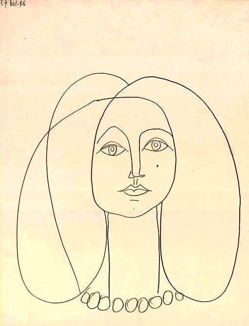 colin-vian:   Pablo Picasso - Portrait de Françoise. Executed on April 27, 1946.