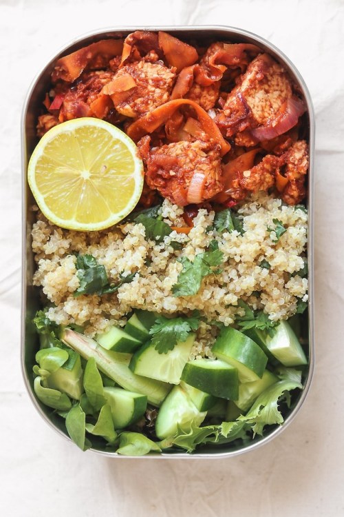 quinoa and tempeh w/tomato sauce