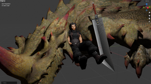 Back At It Again Playing With The Zack Fair And Monsters 3d Nonsense (there Are A Bunch Of MH Rise Monsters