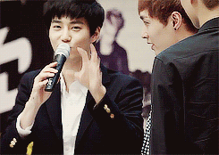  suho: i’m really thankful because he often heals us like a healing unicorn.  