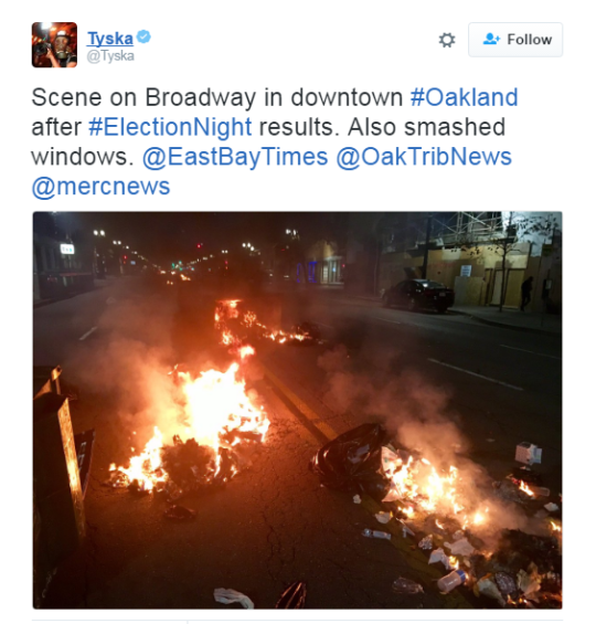 Riots spark across West Coast after election