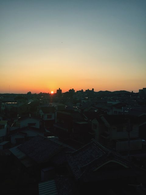 ありがとう Architecture, Building Exterior, Sunset, Built Structure, No People, Roof, House, Town, Clear 