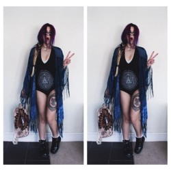 wildfoxwithowleyes:  Have you checked my newest video up on ny channel yet? if not go do that, link in my bio!  | •Featuring• | kimono from @shantiquedesigns  @deadlvngtrends bodysuit bag from @romwe @tuk_footwear boots  @shopmoonchild choker &amp;