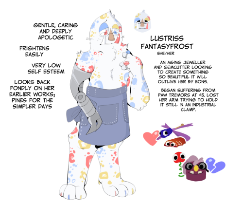 Used the random roll tables to Create a Grumpus!Lustriss Fantasyfrost is a jeweller and gemcutter wh