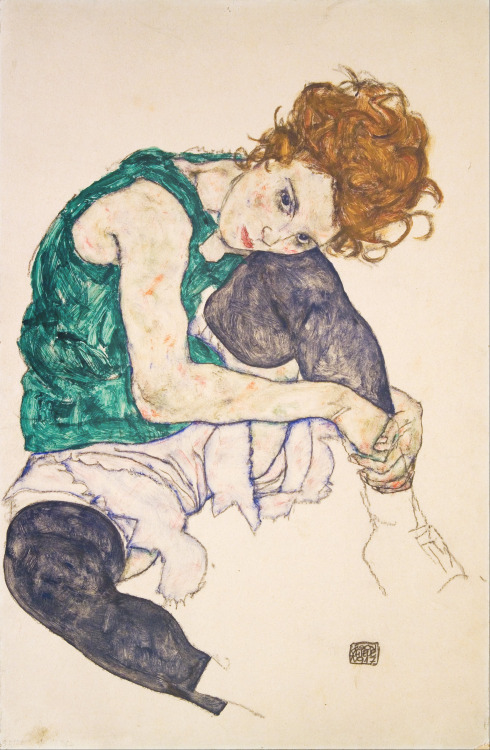 Egon Schiele, Woman Seated with Bent Knee, 1917