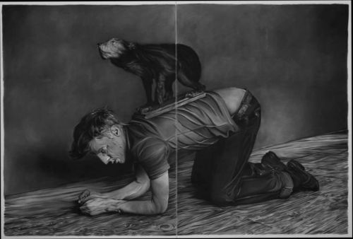 grundoonmgnx:  Rinus Van de Velde (Belgian, b. 1983), Antwerp, June 2012, 2011Charcoal on canvas ,  150 × 200 cm