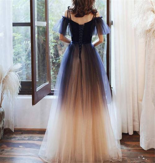 Blue Champagne Evening Dress by WoWoWo bridal Avalaible Here