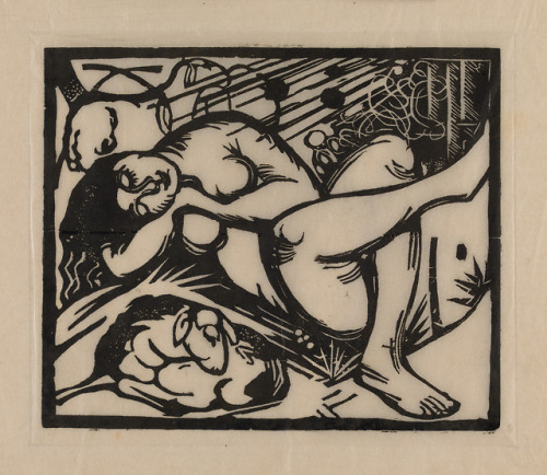guggenheim-art: Sleeping Shepherdess by Franz Marc, 1912, Guggenheim MuseumSize: 20x23.8 cmMedium: W