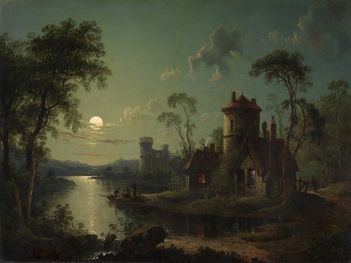 oldpaintings:River Scene, 1840 by Sebastian Pether (English, 1790–1844)