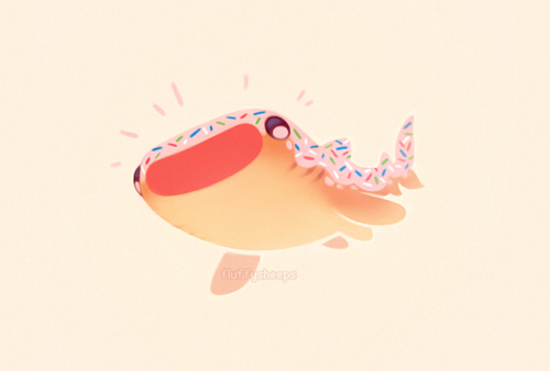 fluffysheeps:Strawberry doughnut whale shark! 