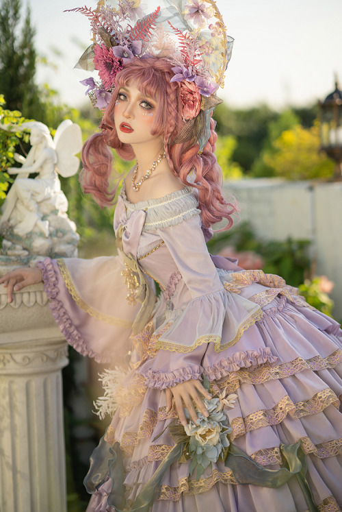 Victorian Rococo Lolita Fashion Hime Cuffs Off-the-Shoulder Mini&