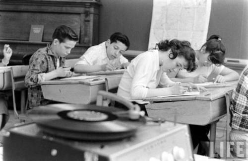 electronicsquid: Listening to music in art class (Francis Miller. 1957)