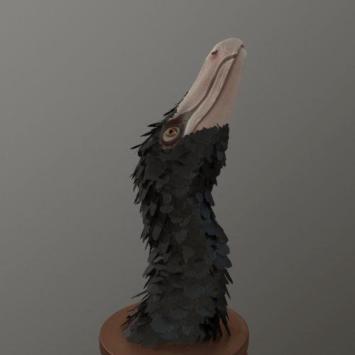 cruorvolt:A small velociraptor bust to study SSS and practice feathers before a bigger projects invo