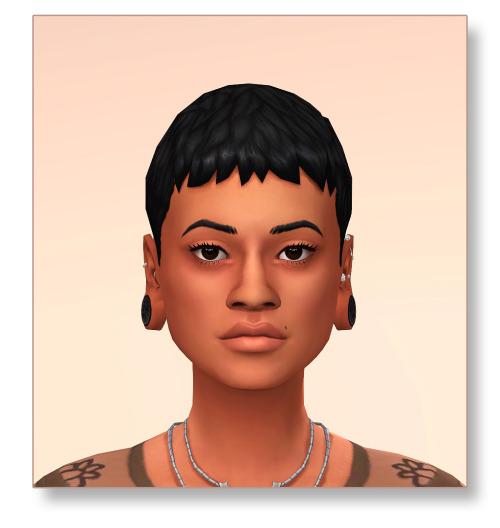 Sarabelle. Face overlay.Sarabelle is the Sim in the first pic. She’s a big personality, so she deser