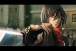 pershuns: Mikasa screenshot redraw~ (◡‿◡✿)