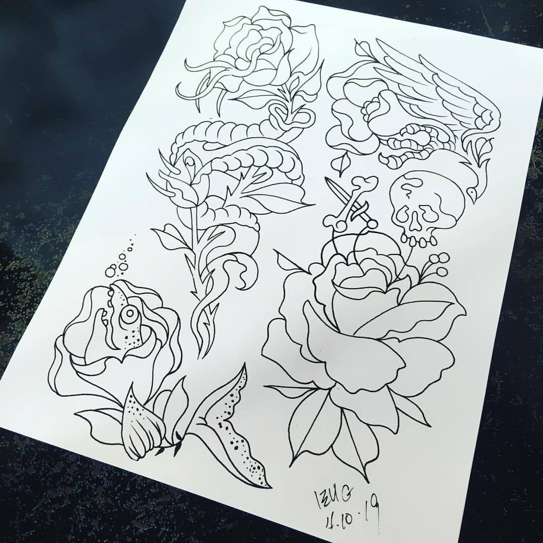 Tattoo Flowers Set Dot Work Stock Illustration  Illustration of tattoo  roses 142799557