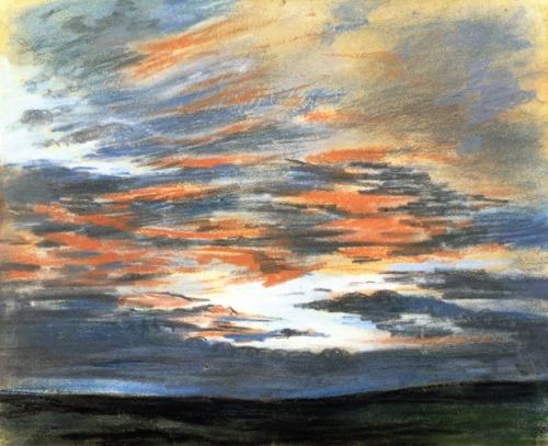 nobrashfestivity:Eugène Delacroix, Study of the Sky at Sunset.