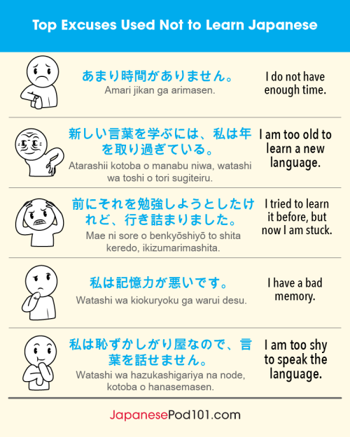 Top Excuses Used To Avoid Learning Japanese! PS: Learn Japanese With The Best FREE Online Resources,