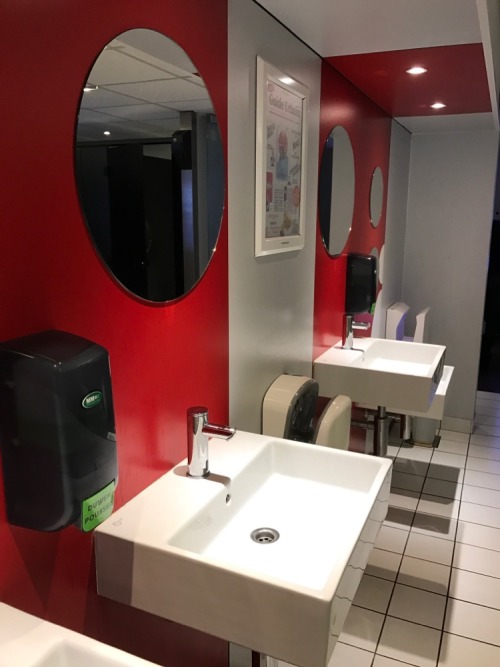 Ground floor restrooms at Kinepolis movie complex in Brussels. €0.40 entrance but you get a €0.50 di