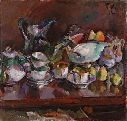 Still Life with Coffee Cups    -    Anton Faistauer ,1917.Austrian,1887-1930Oil on canvas