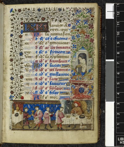 jothelibrarian:Pretty medieval manuscript of the day is another calendar page for January, this time