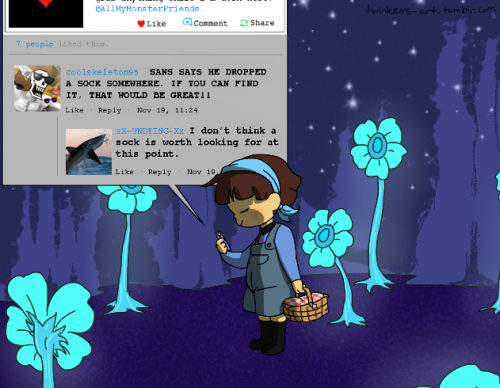 twinkens-art:  In the end, Frisk gave in and payed ol’ Wingdings a visit. Gaster’s social media adventures continue………..  [part 1] [part 2] 