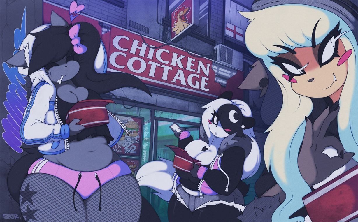 sfjr-art:    ~ Midnight Munchies ~Cyberpunk Chav girls! &lt;3 Big up all the