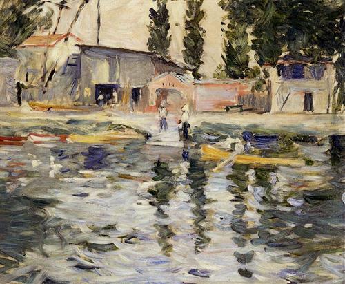 The Seine at Bougival - Berthe MorisotImpressionism