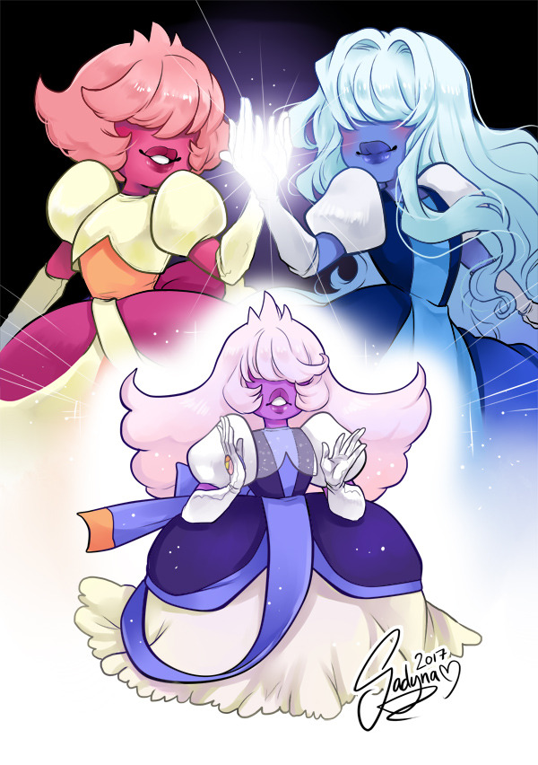 sadynaxart:So I made fusion for two Sapphires :’DDD I had to, Sapphire is my fav