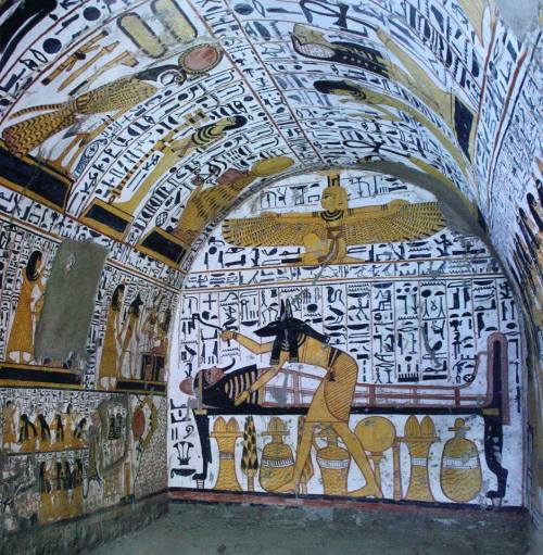 Ancient Egyptian burial chamber in the tomb of Nebenmaat at Deir El Medina