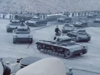 fuehrerbefehl:  Original color footage of new German panzers parading at the 1938 Nuremberg Rally.