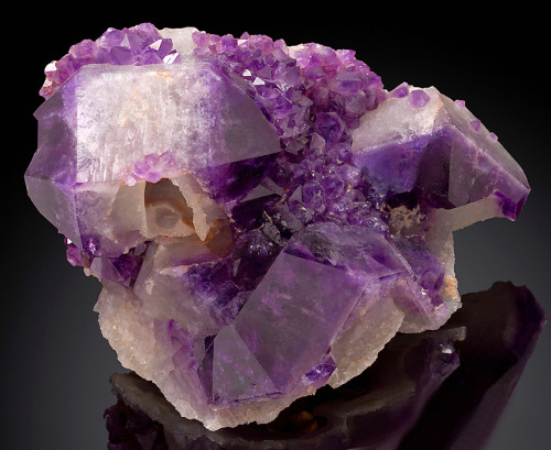 mineralia:  Quartz var. Amethyst pseudomorph after Calcite from Uruguay by Exceptional Minerals