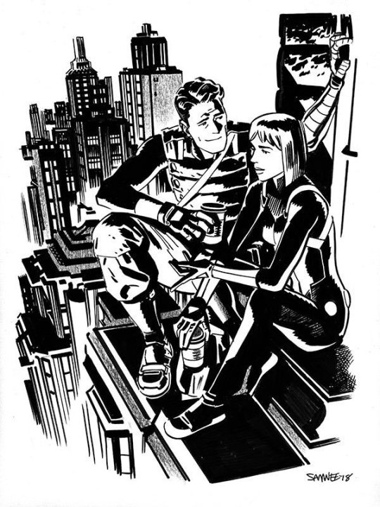 comic-art-showcase: Bucky and Black Widow by Chris Samnee 
