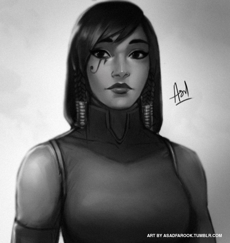 asadfarook:  I tried to draw Pharah (overwatch) and Korra.  ;_;   I knew i wasnt