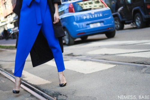 Oksana On after Dolce & Gabbana Milan Fashion Week February 2014