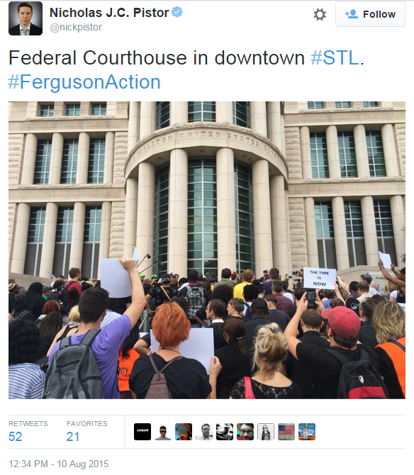 iwriteaboutfeminism:  #MoralMonday march begins in St. Louis. Protesters gather outside