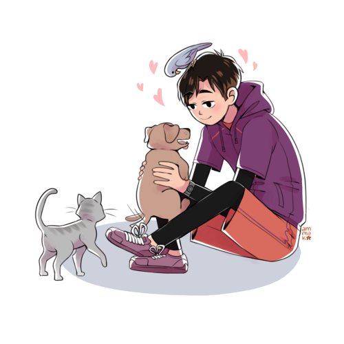 ammaki:animals love him and he loves animals