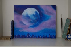 ohsatsune:  city moon by satsune | acrylic 16x20” | (check out my online store for details)