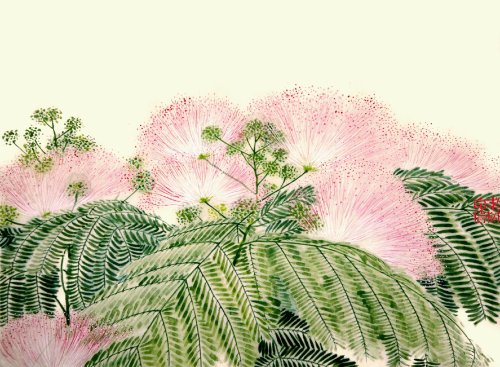 Traditional Chinese paintings by Oldtreepainting (老树画画). Fancy flowers!