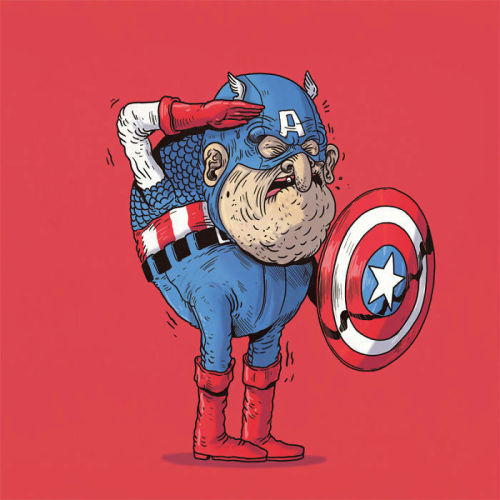 sortra:  Whimsical Drawings of Aged Superheroes will Make You Stop Worrying About Your Age  View Ful