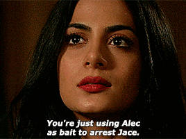 laufire:Isabelle’s suitors: Parabatai LostI don’t know what you’re up to, and, ultimately, I don’t care. [Caption: gifs from Shadowhunters. Isabelle accuses Victor Aldertree of using Alec as bait to capture Jace, and he replies that he’s working on capturing “the fugitive that put Alec in that position”. Later, Isabelle says they’re not gonna loose Alec, and Aldertree calls her confident, “too confident”. Isabelle eventually offers information about Jace’s whereabouts to get Aldertree to help her, and requests that he gives her access to a Portal. Their last interaction in the episode is Aldertree asking if they have a deal, and Isabelle staring at him without replying, but having no option but to agree.] #sr#captioned#q