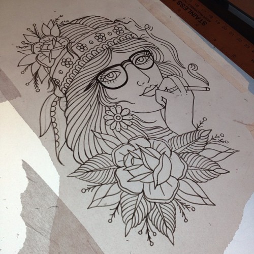 illustratedgentleman:Logan’s hippy mama! #matthouston #gastowntattoo #loganhoward #tattooingtattooer