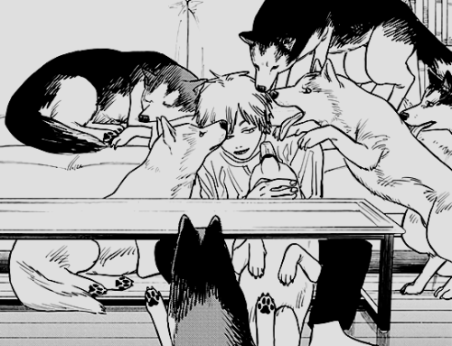 Denji + Lovely Huskies ❤ 