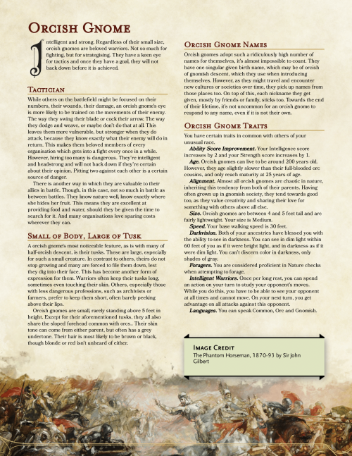 ORC HALF-RACESHomebrew for all of the orc half-races possible with races from the PHB! Time to throw